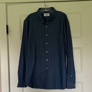Lucky Brand Californian Dark Blue Cotton Button-Down Shirt